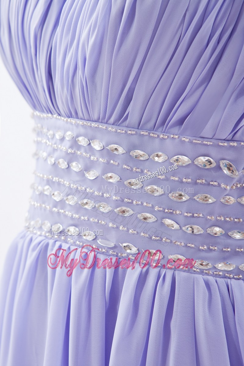 Lilac Column Sheath Scoop Graduation Dress with Beading
