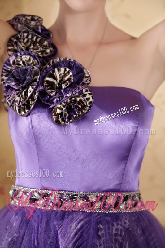 Eggplant Purple One Shoulder Graduation Dress with Flowers and Beading