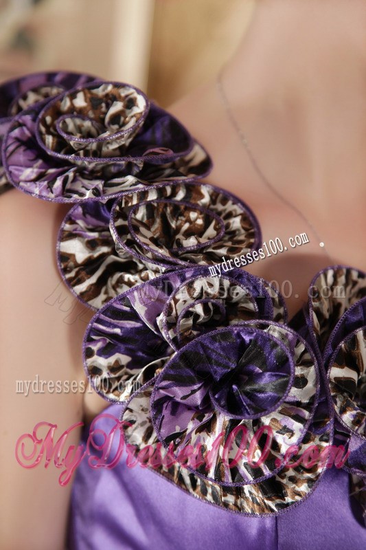 Eggplant Purple One Shoulder Graduation Dress with Flowers and Beading