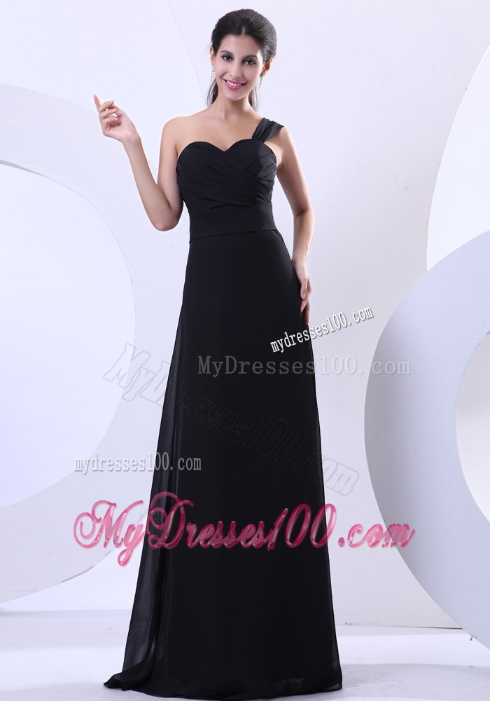 One Shoulder Floor-length 2013 Black Prom Graduation Dresses
