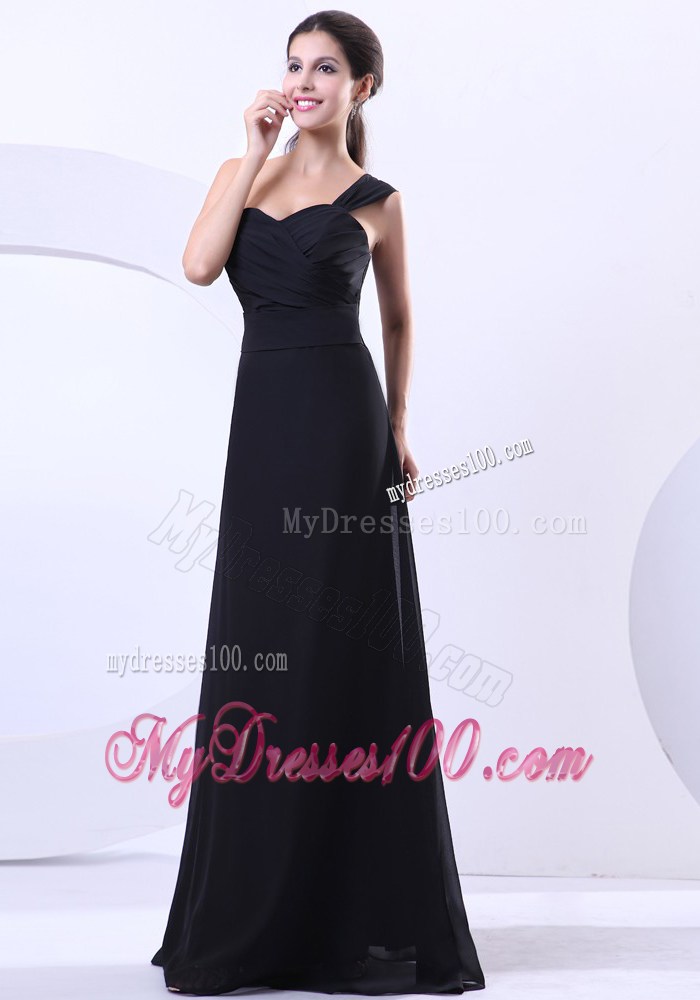 One Shoulder Floor-length 2013 Black Prom Graduation Dresses