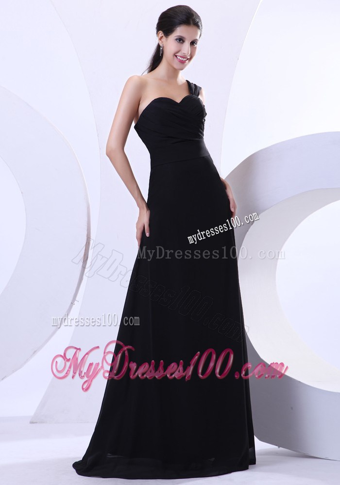One Shoulder Floor-length 2013 Black Prom Graduation Dresses