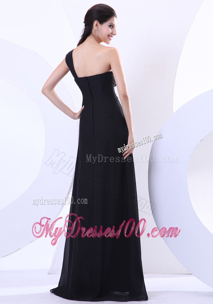 One Shoulder Floor-length 2013 Black Prom Graduation Dresses