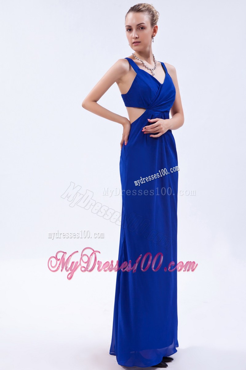 2013 Royal Blue Empire Straps Prom Graduation Dress with Ruching