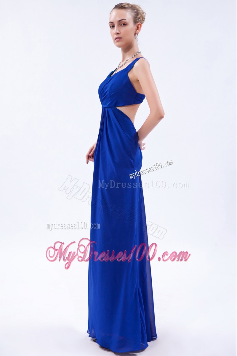 2013 Royal Blue Empire Straps Prom Graduation Dress with Ruching