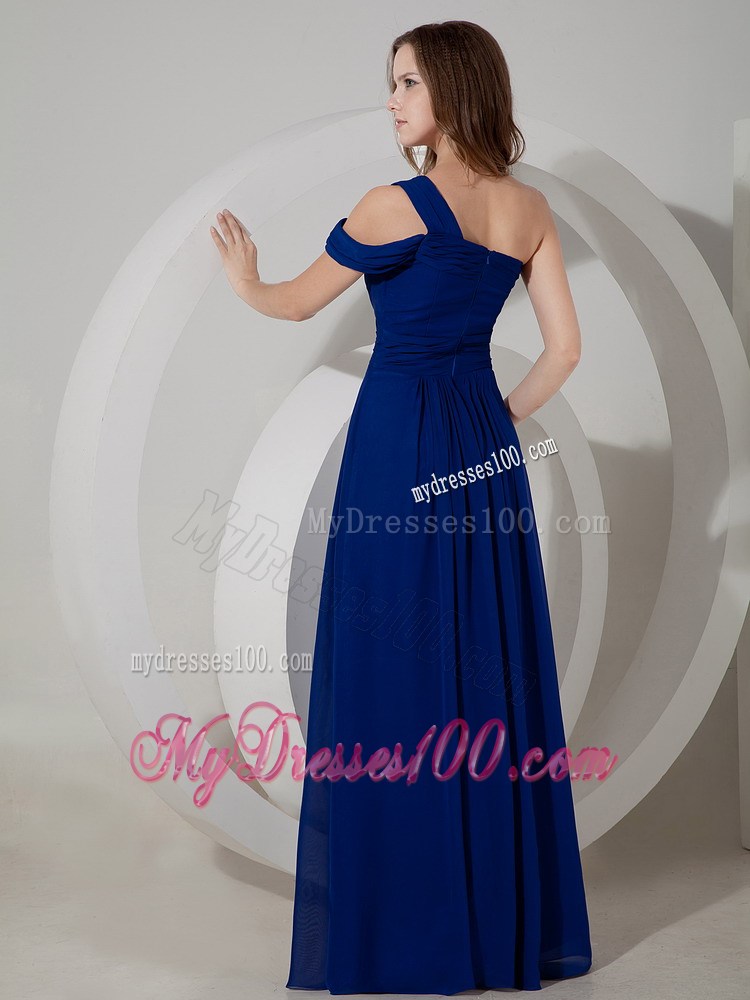 2013 Pretty Wonderful Ruched Blue Graduation Dress One Shoulder
