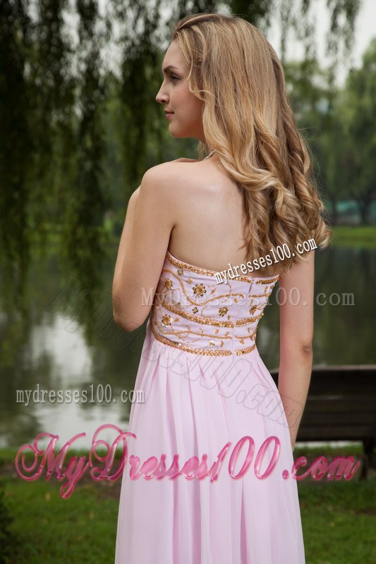 Pink Empire Sweetheart Floor-length Beaded Prom Graduation Dresses