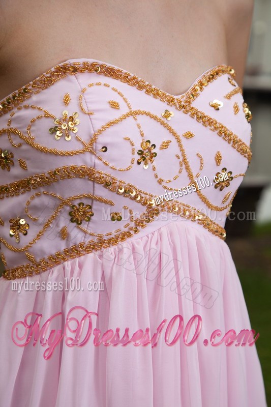 Pink Empire Sweetheart Floor-length Beaded Prom Graduation Dresses