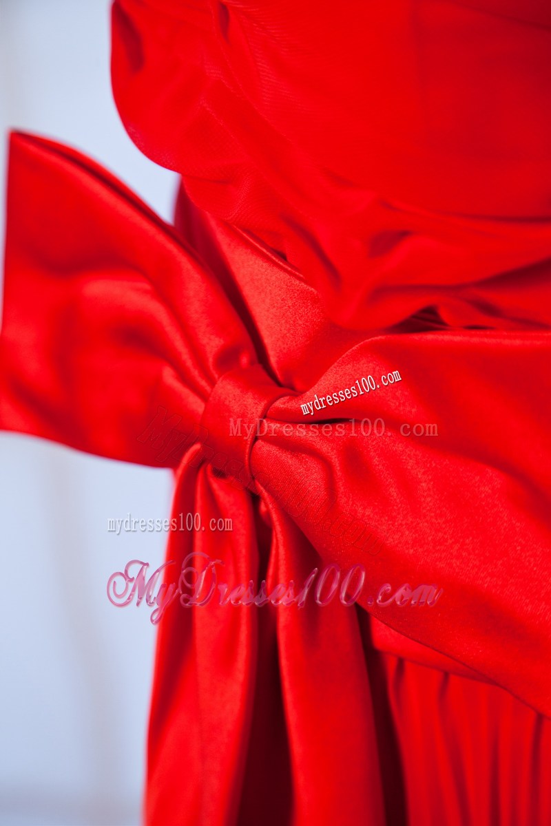 Red Empire Strapless Prom Dress with Ruches Floor-length