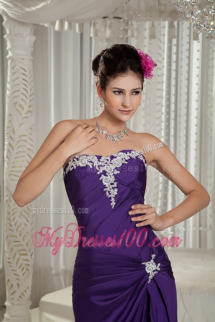 Customize Purple Graduation Dress Column Strapless Appliques