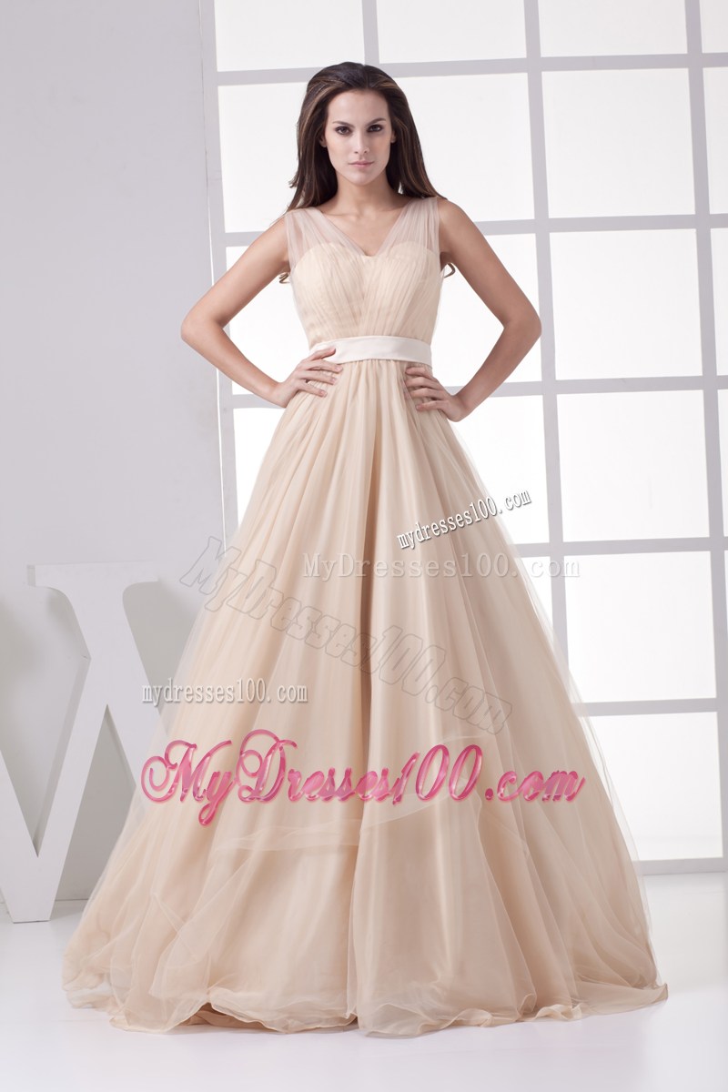 Romantic Princess V-neck Long Prom Dress For 2013