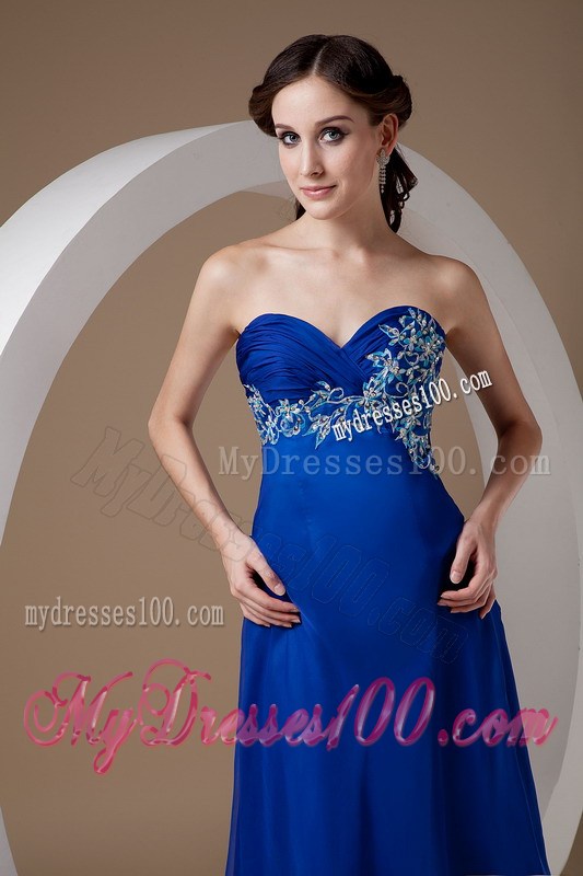 Customize Royal Blue Empire Graduation Dress Sweetheart Appliques