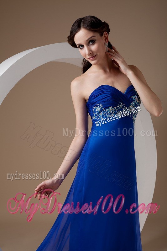 Customize Royal Blue Empire Graduation Dress Sweetheart Appliques