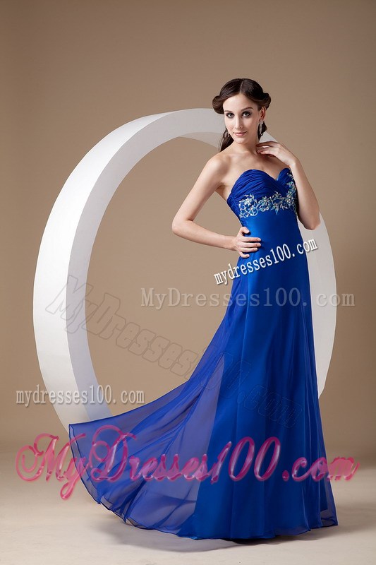Customize Royal Blue Empire Graduation Dress Sweetheart Appliques