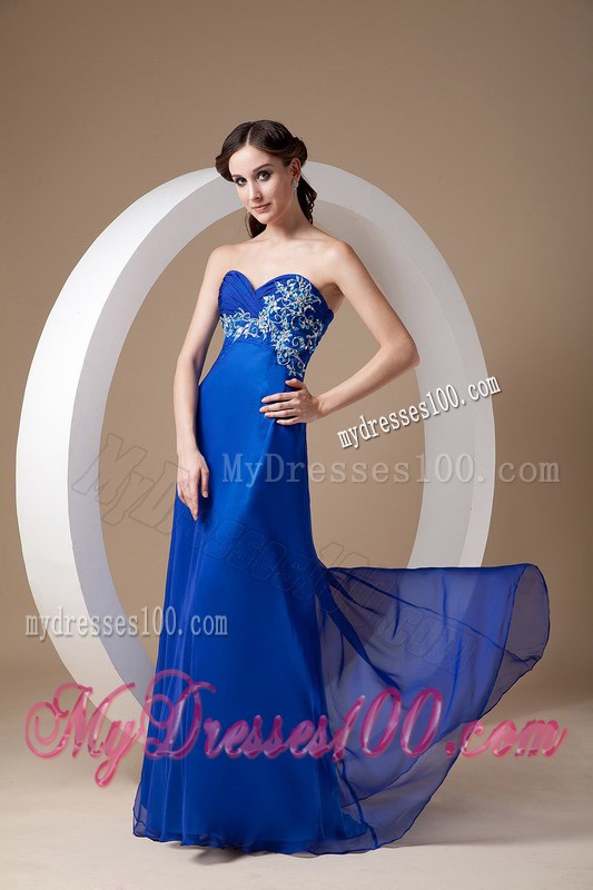 Customize Royal Blue Empire Graduation Dress Sweetheart Appliques