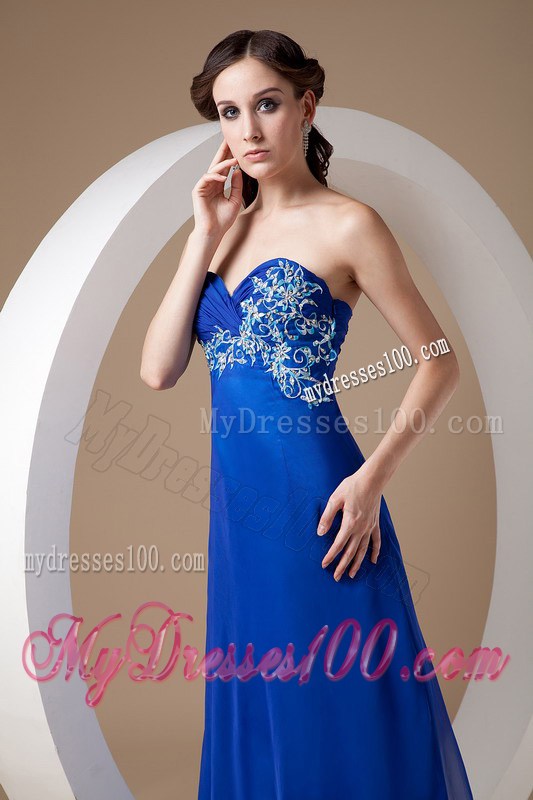 Customize Royal Blue Empire Graduation Dress Sweetheart Appliques