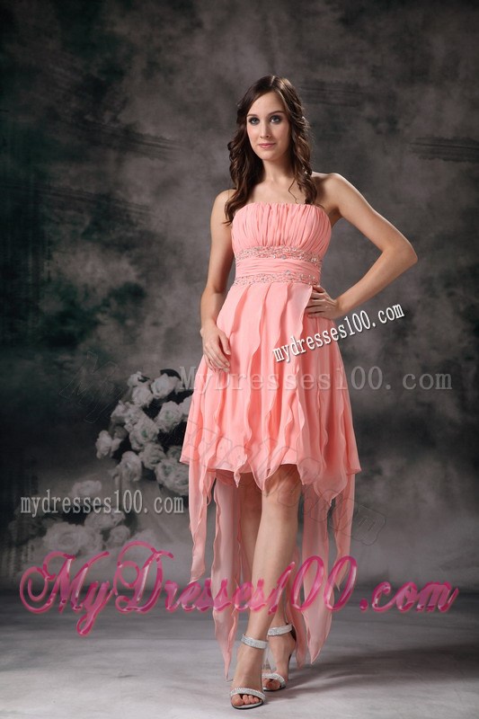 Perfect Peach Knee-length Short Prom Graduation Dress Strapless