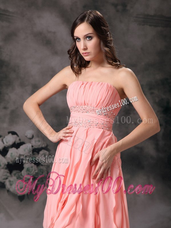Perfect Peach Knee-length Short Prom Graduation Dress Strapless