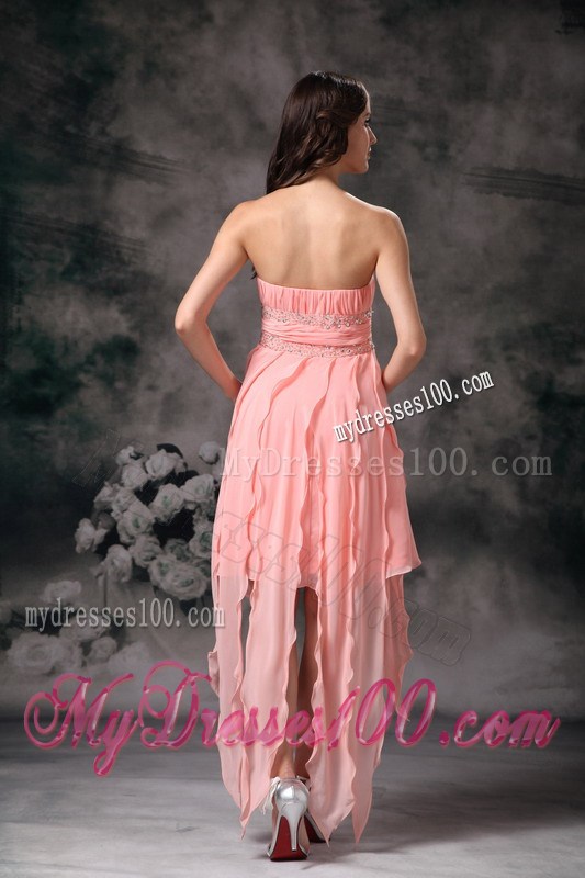 Perfect Peach Knee-length Short Prom Graduation Dress Strapless