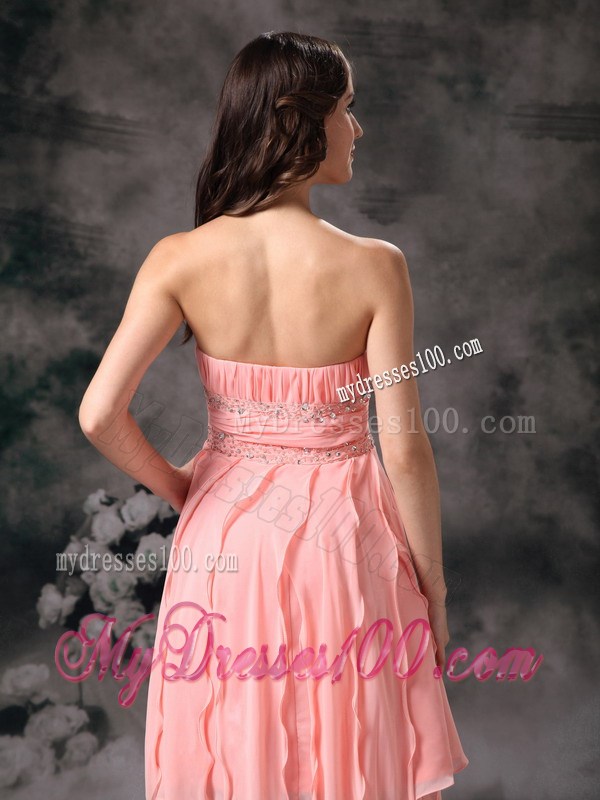 Perfect Peach Knee-length Short Prom Graduation Dress Strapless
