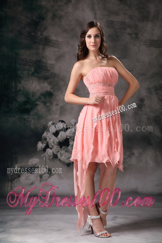 Perfect Peach Knee-length Short Prom Graduation Dress Strapless