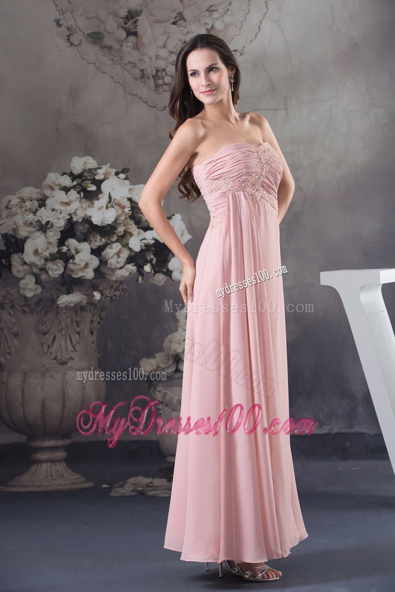 Simple Beading Sweetheart Pink Long Column 2013 Prom Dress