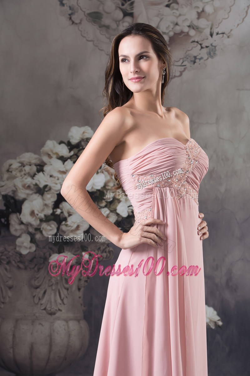 Simple Beading Sweetheart Pink Long Column 2013 Prom Dress