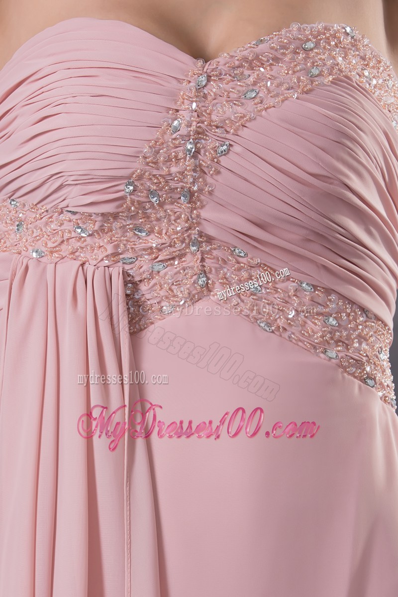 Simple Beading Sweetheart Pink Long Column 2013 Prom Dress
