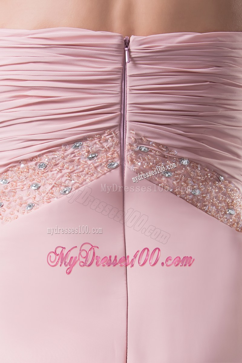 Simple Beading Sweetheart Pink Long Column 2013 Prom Dress