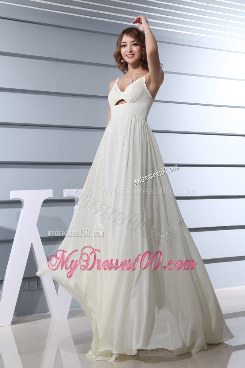 Spaghetti Straps Empire Long Prom Dress
