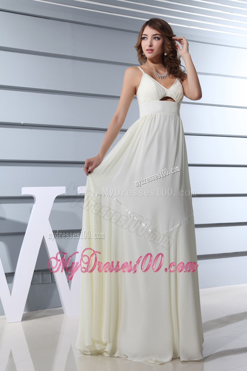Spaghetti Straps Empire Long Prom Dress