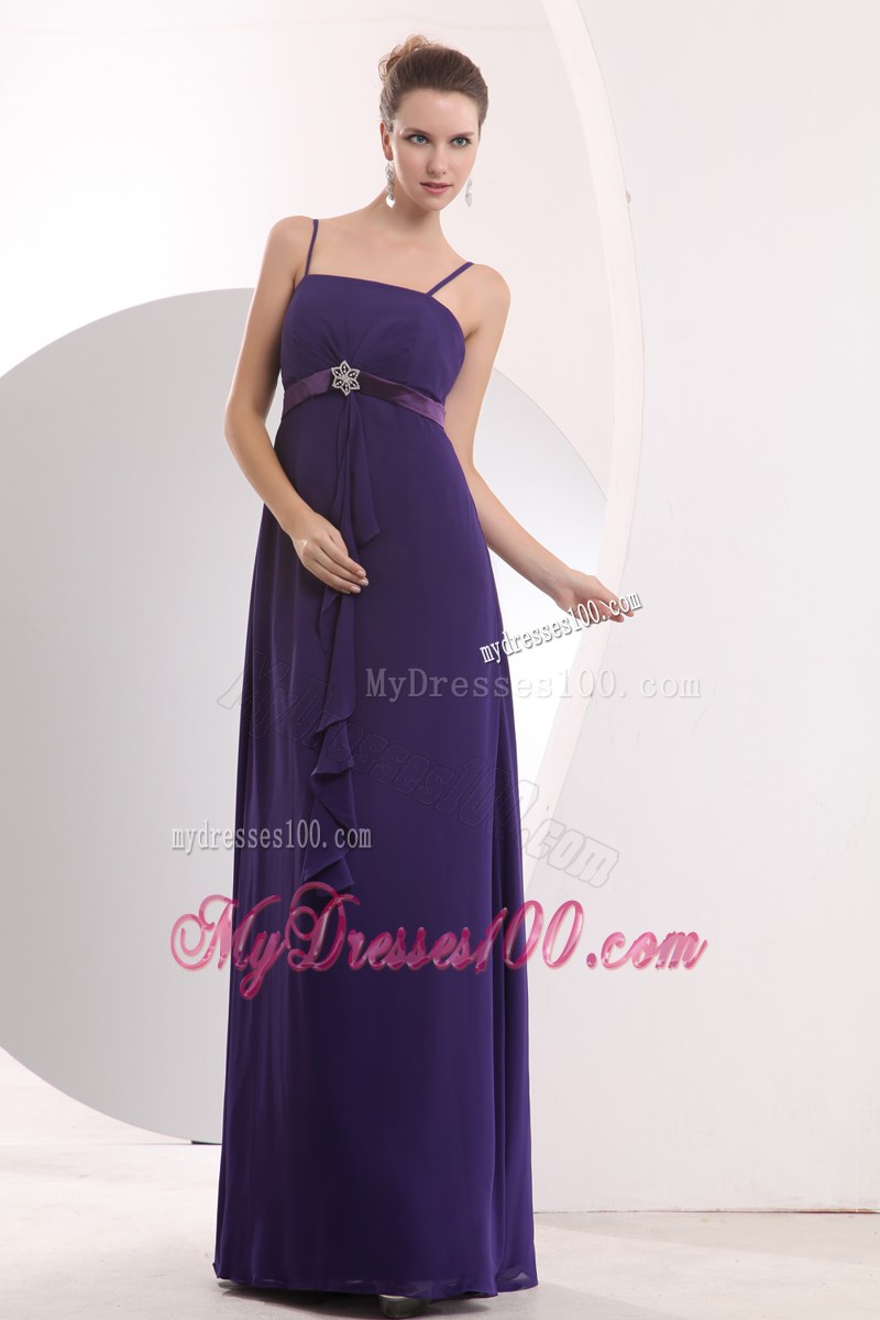2013 Cheap Purple Spaghetti Straps Sash Graduation Dresses