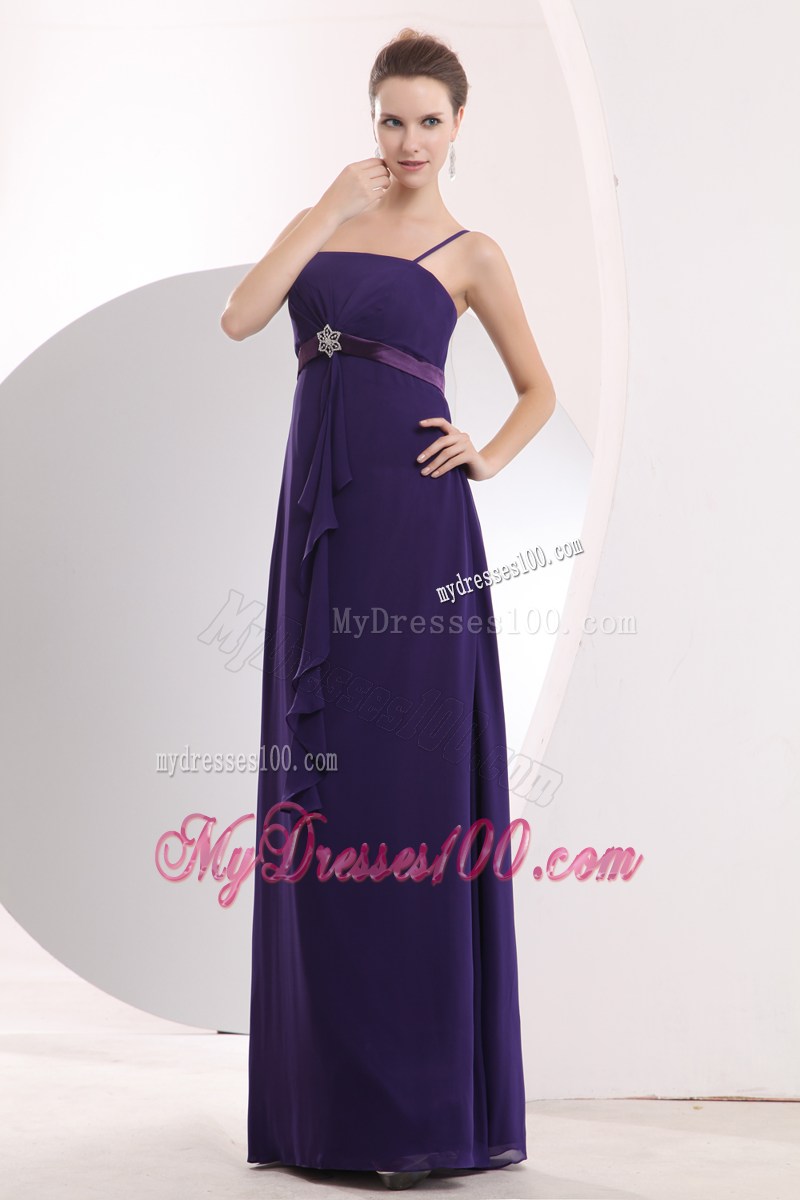 2013 Cheap Purple Spaghetti Straps Sash Graduation Dresses