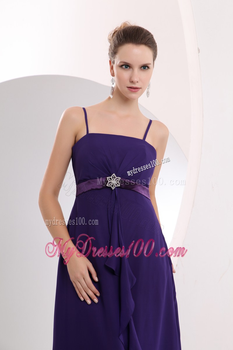 2013 Cheap Purple Spaghetti Straps Sash Graduation Dresses