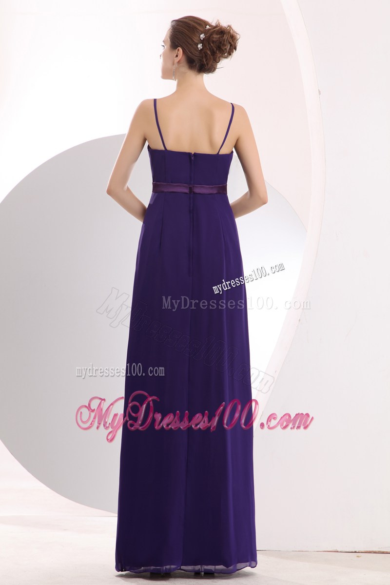 2013 Cheap Purple Spaghetti Straps Sash Graduation Dresses