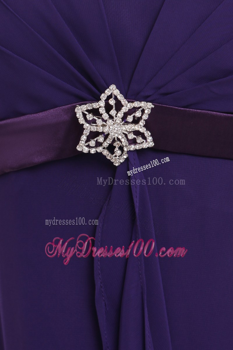 2013 Cheap Purple Spaghetti Straps Sash Graduation Dresses
