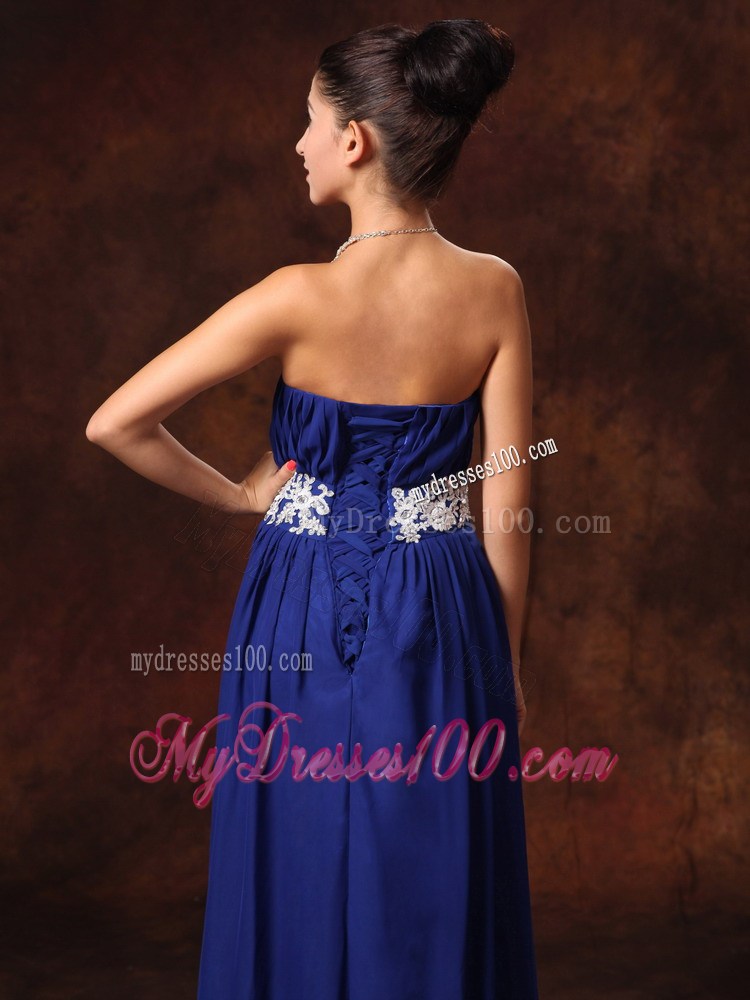 Blue Appliques Strapless Custom Made 2013 New Arrival Prom Gowns