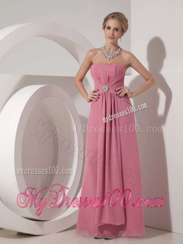 Pretty Dusty Rose Graduation Dresses with Beading Column Strapless
