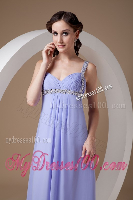 Pretty Lilac Graduation Dresses Empire Straps Beading Floor-length