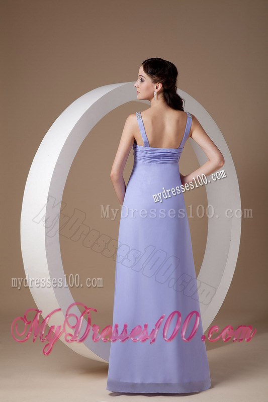 Pretty Lilac Graduation Dresses Empire Straps Beading Floor-length
