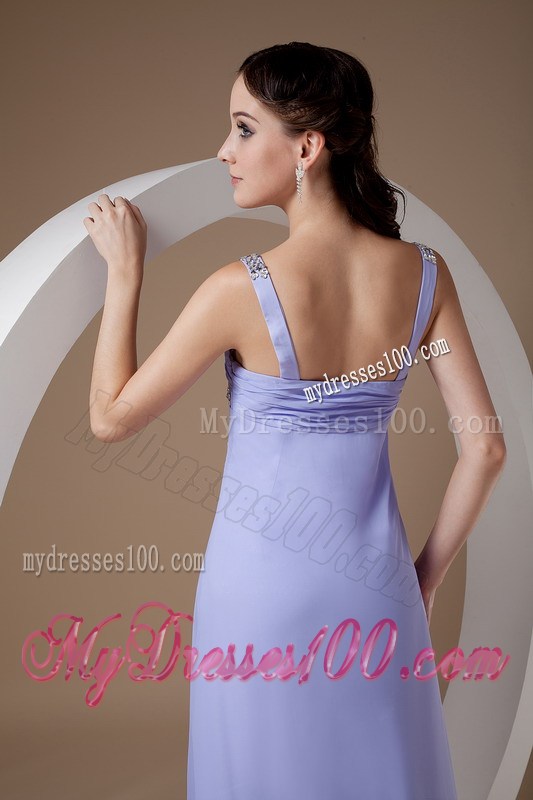 Pretty Lilac Graduation Dresses Empire Straps Beading Floor-length