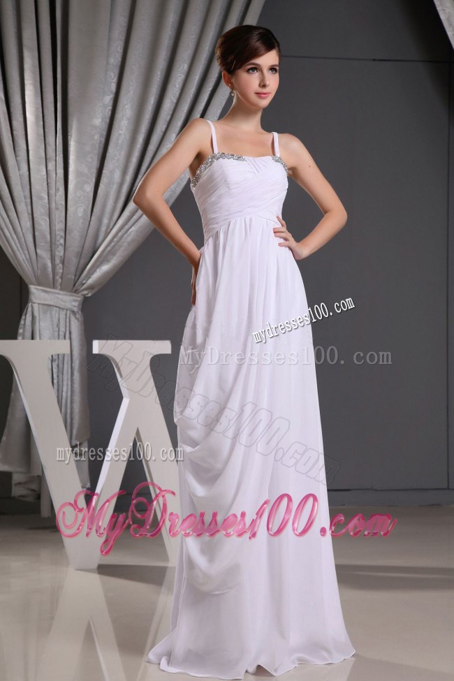 Straps Beading Ruching For Custom Made Simple Graduation Dress