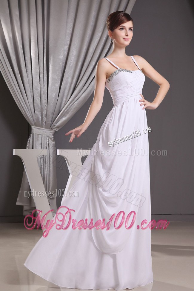 Straps Beading Ruching For Custom Made Simple Graduation Dress