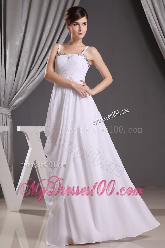 Straps Beading Ruching For Custom Made Simple Graduation Dress