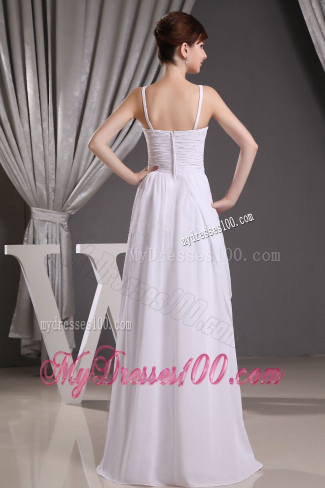 Straps Beading Ruching For Custom Made Simple Graduation Dress