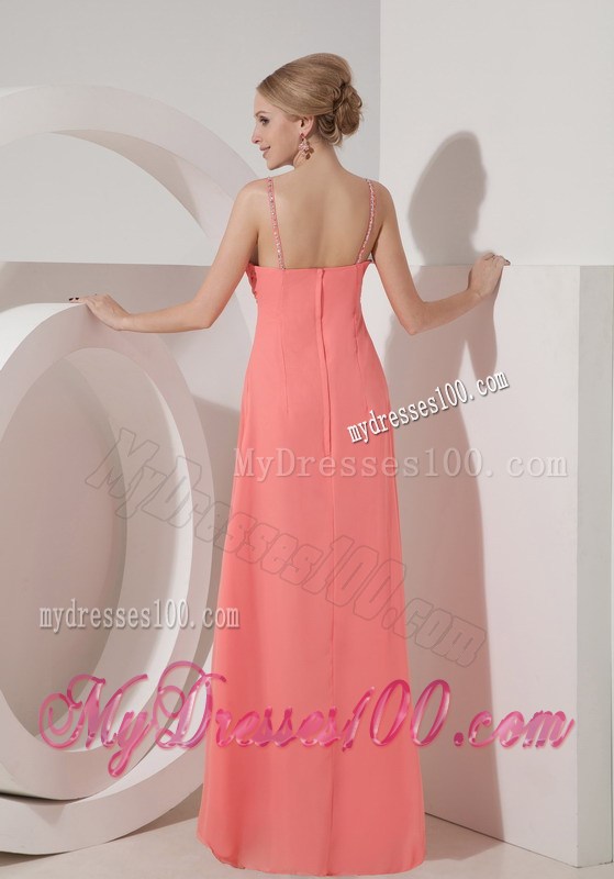 Elegant Watermelon Red Graduation Dresses with Beading Straps