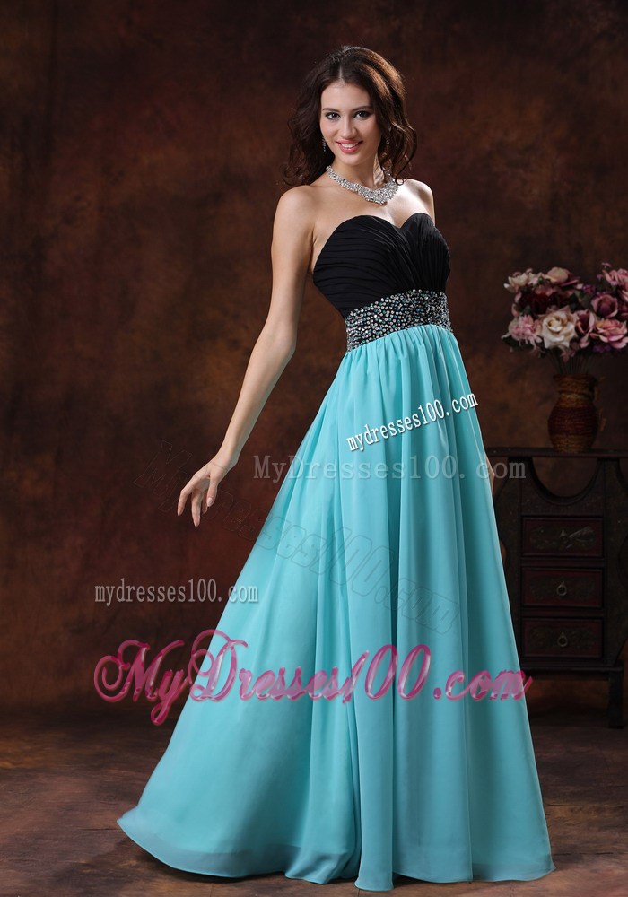 2013 New Style Graduation Dress With Aqua Blue Sweetheart Beaded