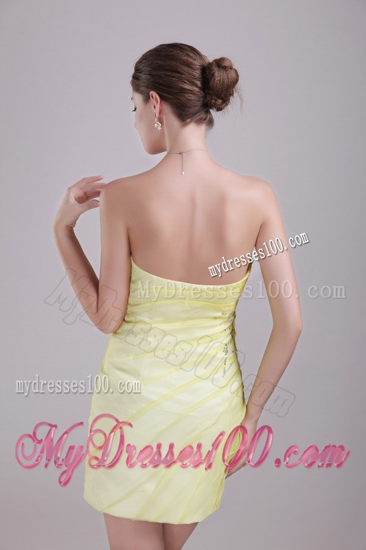 Yellow Column Sweetheart Mini-length Beaded Prom Graduation Dresses