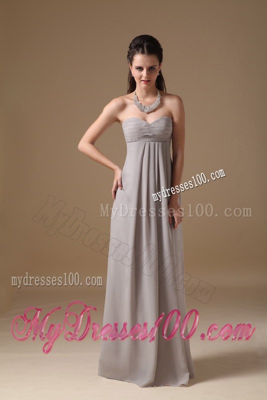 2013 Grey Empire Sweetheart Floor-length Ruched Graduation Dresses