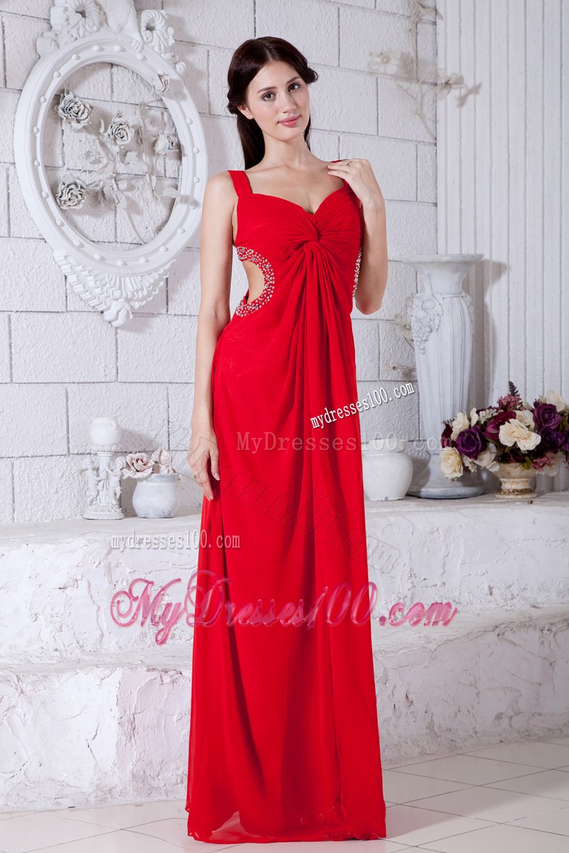 2013 Brand New Sexy Red Graduation Dresses with Beading Backless